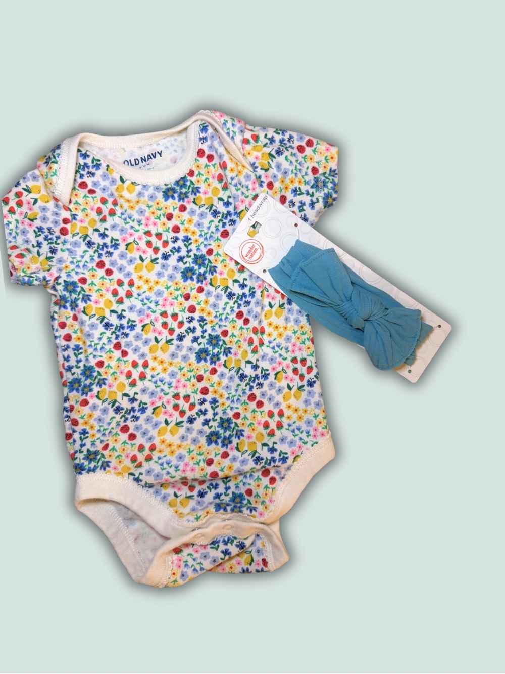 Old Navy Baby Onesie with Blue Headband Size 6-12M